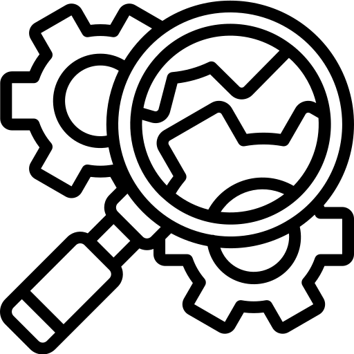 magnifier and gears